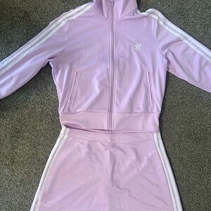 Adidas Light Purple Track Jacket and Skirt Set